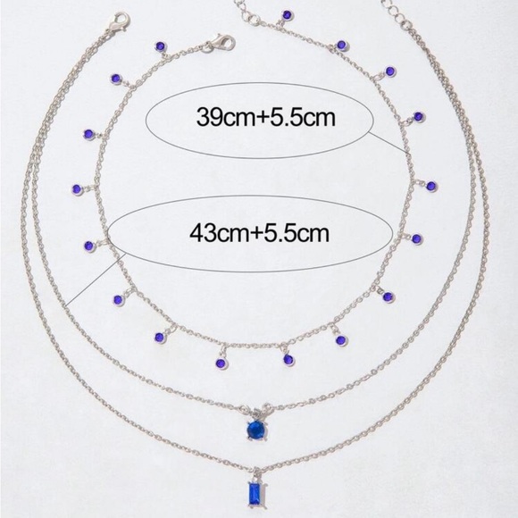 ⚠️Clearance Elegant 2pcs Silver and Blue Layered Necklace Set - Picture 6 of 6